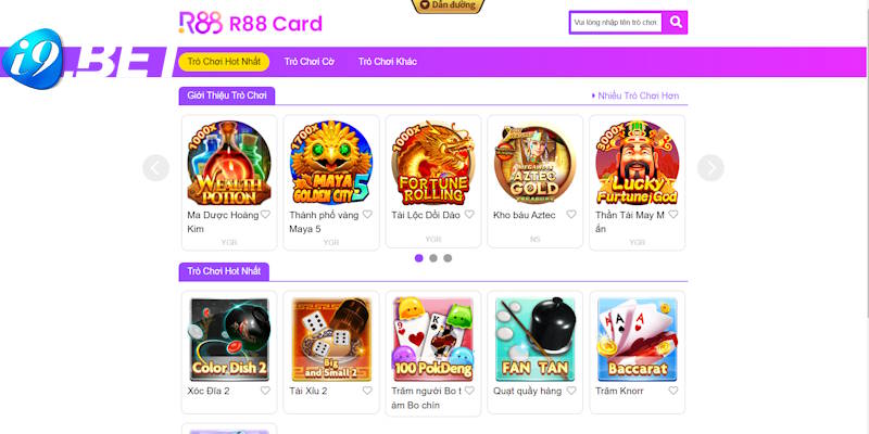 Sảnh game bài I9BET R88 với nhiều sản phẩm độc đáo